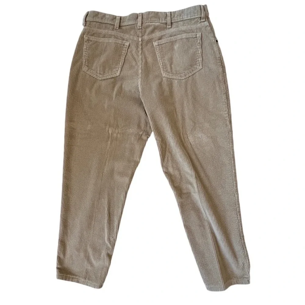 Lands End Mens 38 Wide Wale Corduroy Pants Tan Beige Straight Leg Made in USA